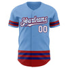 Custom Light Blue Royal-Red Line Authentic Baseball Jersey