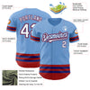 Custom Light Blue Royal-Red Line Authentic Baseball Jersey