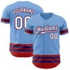 Custom Light Blue Royal-Red Line Authentic Baseball Jersey