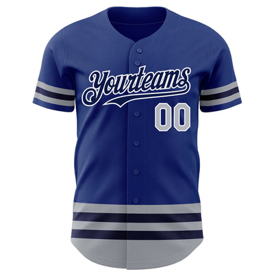 Custom Royal Gray-Navy Line Authentic Baseball Jersey