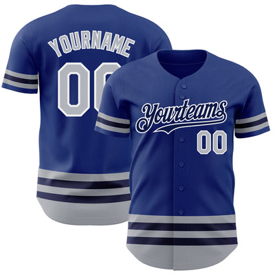 Custom Royal Gray-Navy Line Authentic Baseball Jersey