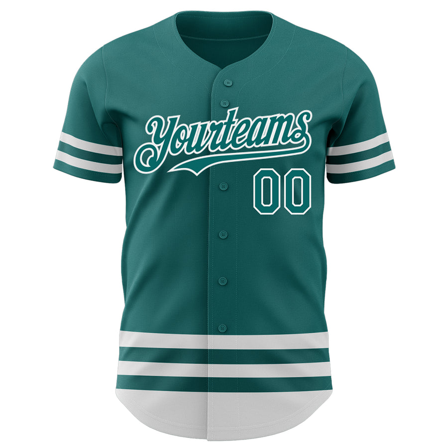 Custom Teal White Line Authentic Baseball Jersey