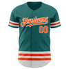 Custom Teal Orange-White Line Authentic Baseball Jersey