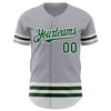 Custom Gray Green-White Line Authentic Baseball Jersey