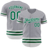 Custom Gray Kelly Green-White Line Authentic Baseball Jersey