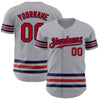 Custom Gray Red-Navy Line Authentic Baseball Jersey