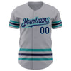 Custom Gray Navy Gray-Teal Line Authentic Baseball Jersey