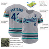 Custom Gray Navy Gray-Teal Line Authentic Baseball Jersey