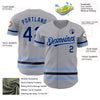 Custom Gray Navy-Light Blue Line Authentic Baseball Jersey