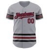 Custom Gray Crimson-Black Line Authentic Baseball Jersey