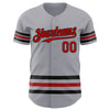 Custom Gray Red-Black Line Authentic Baseball Jersey