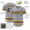 Custom Gray Navy-Gold Line Authentic Baseball Jersey