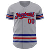 Custom Gray Red-Royal Line Authentic Baseball Jersey