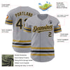 Custom Gray Black-Old Gold Line Authentic Baseball Jersey