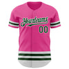 Custom Pink Green-White Line Authentic Baseball Jersey