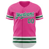 Custom Pink Kelly Green-White Line Authentic Baseball Jersey