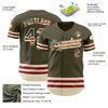 Custom Olive Vintage USA Flag Cream-Maroon Line Authentic Salute To Service Baseball Jersey