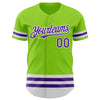 Custom Neon Green Purple-White Line Authentic Baseball Jersey