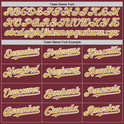 Custom Burgundy Old Gold-White Line Authentic Baseball Jersey