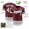 Custom Burgundy Gray-White Line Authentic Baseball Jersey