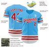 Custom Sky Blue Red-White Line Authentic Baseball Jersey