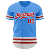 Custom Electric Blue Red-White Line Authentic Baseball Jersey