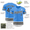 Custom Electric Blue Black-White Line Authentic Baseball Jersey