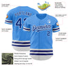 Custom Electric Blue Royal-White Line Authentic Baseball Jersey