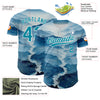 Custom White Teal 3D Pattern Design Mountains Authentic Baseball Jersey