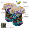 Custom White Purple 3D Pattern Design Mountains Landscape Authentic Baseball Jersey