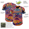 Custom Red Purple-Yellow 3D Pattern Design Abstract Painting Authentic Baseball Jersey