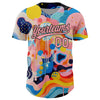 Custom Medium Pink Black 3D Pattern Design Abstract Painting Authentic Baseball Jersey