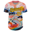 Custom Medium Pink Gold-Black 3D Pattern Design Abstract Painting Authentic Baseball Jersey