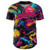 Custom Black Hot Pink 3D Pattern Design Abstract Painting Authentic Baseball Jersey