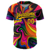 Custom Black Gold 3D Pattern Design Abstract Painting Authentic Baseball Jersey