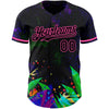 Custom Black Pink 3D Pattern Design Holi Festival Color Powder Authentic Baseball Jersey