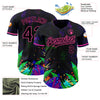 Custom Black Pink 3D Pattern Design Holi Festival Color Powder Authentic Baseball Jersey