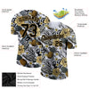 Custom Black Old Gold 3D Pattern Design Tropical Plant And Pineapples Performance T-Shirt