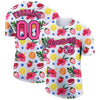 Custom White Pink-Black 3D Pattern Design Summer Holiday Fruit And Flower Performance T-Shirt