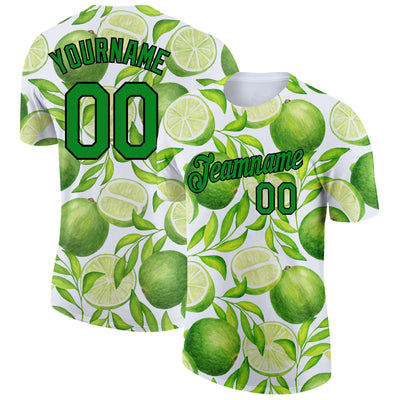 Custom White Aurora Green-Black 3D Pattern Design Summer Holiday Fruit Performance T-Shirt