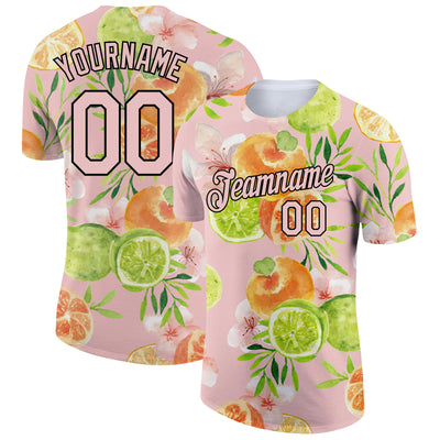 Custom Light Pink Black 3D Pattern Design Summer Holiday Fruit Performance T-Shirt