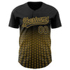 Custom Black Old Gold 3D Pattern Design Gradient Lines Authentic Baseball Jersey