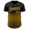 Custom Black Gold 3D Pattern Design Gradient Lines Authentic Baseball Jersey