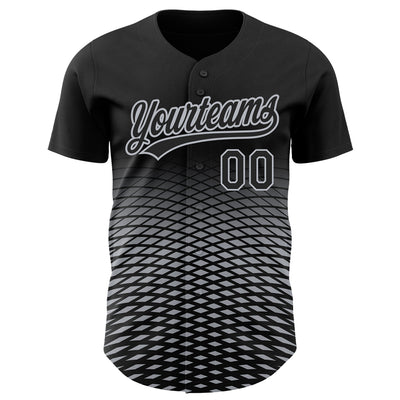 Custom Black Gray 3D Pattern Design Gradient Lines Authentic Baseball Jersey