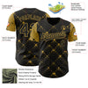 Custom Black Old Gold 3D Pattern Design Geometric Halftone Dots Authentic Baseball Jersey