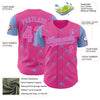 Custom Pink Light Blue 3D Pattern Design Geometric Halftone Dots Authentic Baseball Jersey