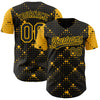 Custom Black Gold 3D Pattern Design Geometric Halftone Dots Authentic Baseball Jersey