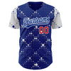 Custom Royal Red-White 3D Pattern Design Geometric Halftone Dots Authentic Baseball Jersey