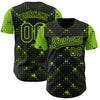 Custom Black Neon Green 3D Pattern Design Geometric Halftone Dots Authentic Baseball Jersey