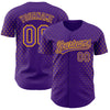 Custom Purple Gold 3D Pattern Design Geometric Stars Authentic Baseball Jersey